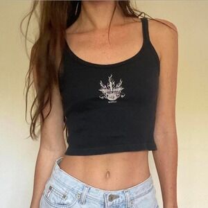 John Galt Nashville Black Crop Top Tank One Size